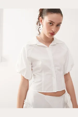 COLLUSION Puff sleeve cinched shirt in (part of a set)