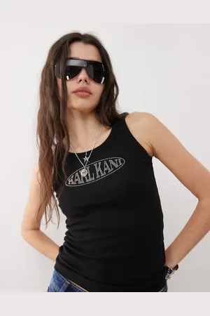 Karl Kani Signature rhinestone logo rib tank top in