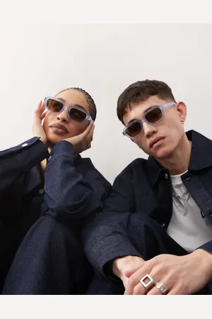 Reclaimed Unisex 70s square sunglasses in blue