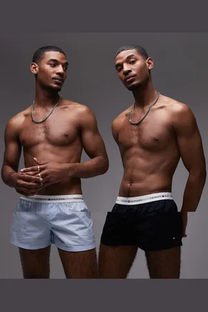 Tommy Hilfiger Signature cotton essentials 2 pack of woven boxers in navy/light blue