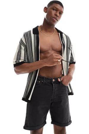 JACK & JONES Denim shorts with turn up in black wash