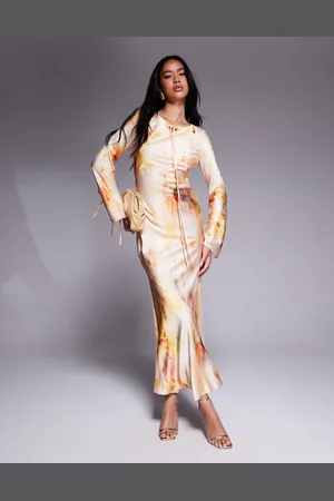 DASKA Satin maxi dress in floral -Multi