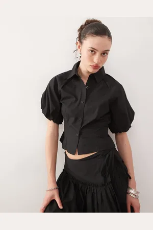 COLLUSION Puff sleeve cinched shirt in (part of a set)