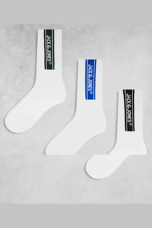 JACK & JONES 3 pack of sports socks with logo in white
