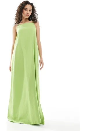 JJXX Linen blend long dress in green