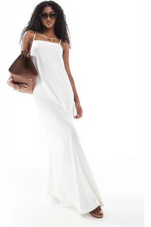 JJXX Linen blend long dress in cream-White