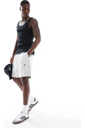 JACK & JONES Loose fit drawstring cargo shorts in light grey