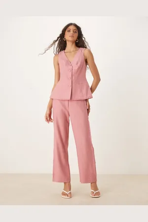 ASOS Tailored relaxed straight pants with lace insert in (Part of a set)