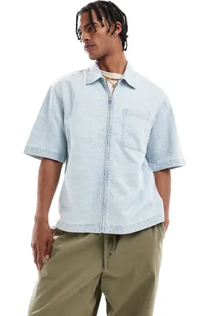 Pull&Bear Slub textured denim shirt in