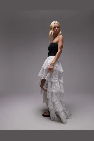 AllSaints Cavarly tiered skirt in snow white