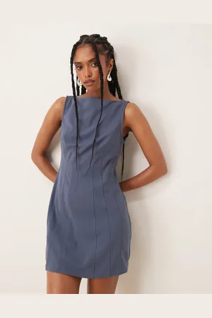 ASOS Sleeveless seam detail mini dress in blue