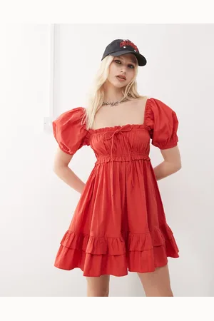 COLLUSION Puff sleeve milkmaid mini dress in