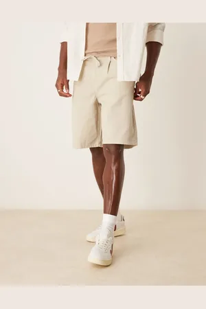 ASOS Wide mid length shorts with front tie in -Grey