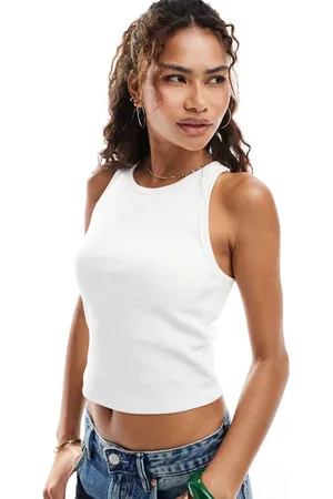 ONLY Built-in bra ribbed tank top in white