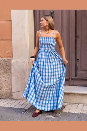 Daisy Street X Molly McFarlane shirred body maxi dress in