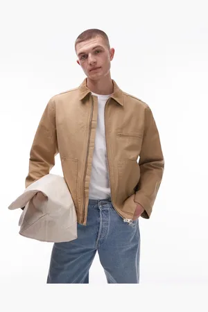 ARKET Canvas zip front workwear trucker jacket in -Neutral
