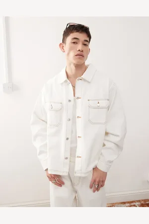 Reclaimed Western denim shirt in with contrast stitch (part of a set)-White