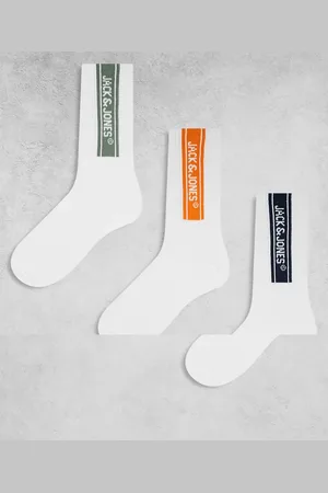 JACK & JONES 3 pack of sports socks with logo in white