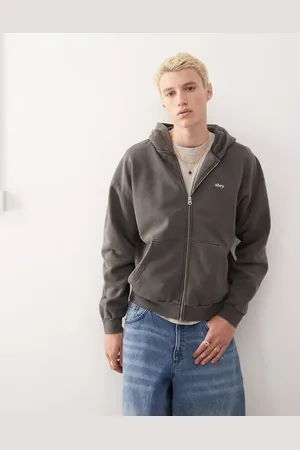Obey Zip up logo hoodie in