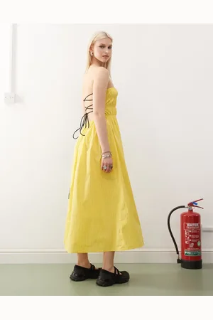 COLLUSION Ruched thin strap maxi dress in stripe-No colour