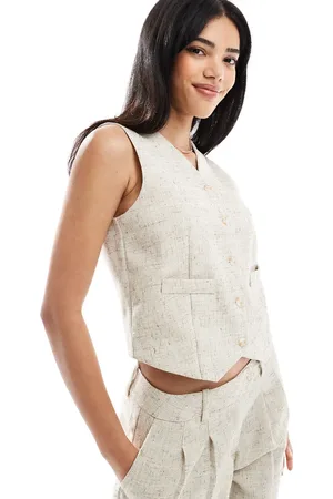 VERO MODA Tailored waistcoat in oatmeal (part of a set)-Neutral