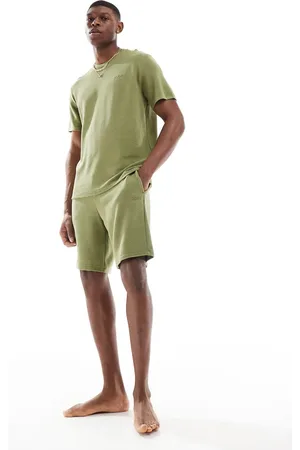 HUGO BOSS BOSS Bodywear ribbed t-shirt in green (part of a set)