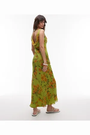 Topshop Built up double-layered cowl neck maxi dress in mono floral