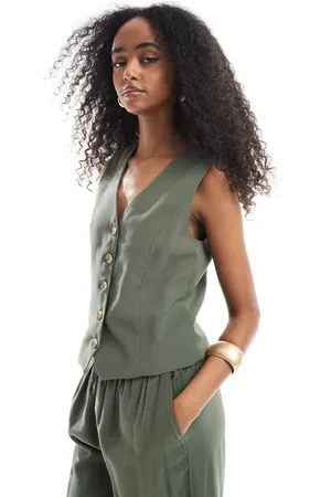 ONLY Tailored twill waistcoat in (part of a set)-Green