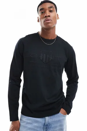 GANT Embossed tonal shield logo long sleeve t-shirt in -White