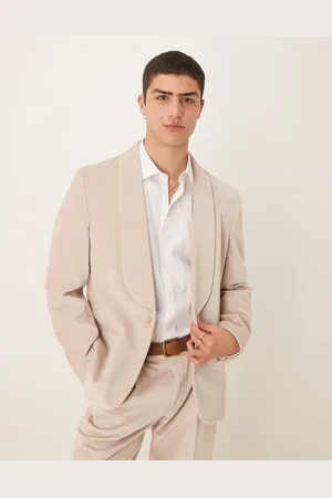 ASOS Summerweight cotton velvet slim blazer in -Neutral