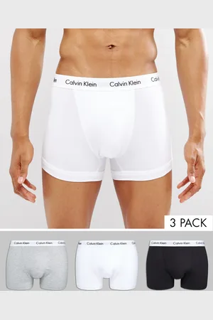 Calvin Klein Cotton Stretch 3 pack trunks in black, white and grey-Multi