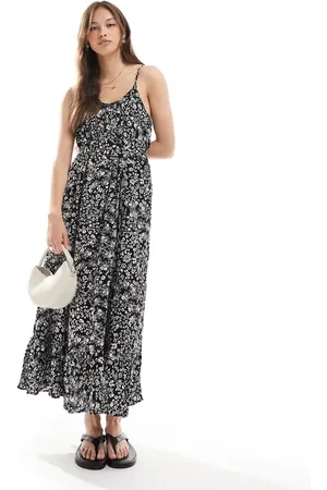 VERO MODA Easy cami ankle dress in black ditsy floral