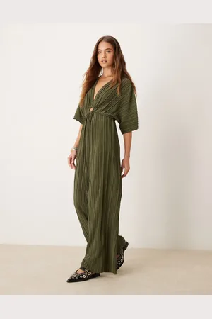 Y.A.S Plisse wide leg jumpsuit in green
