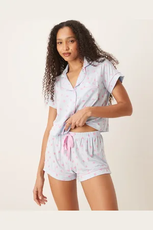 Boux Avenue Strawberry modal short sleeve revere and shorts set in