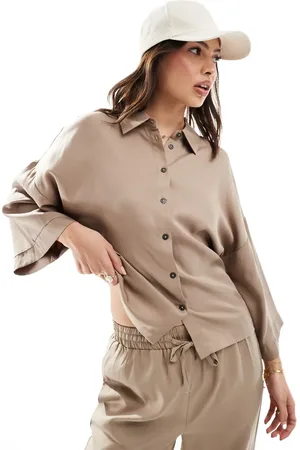 Object Soft wide sleeve shirt in stone (part of a set)-Neutral