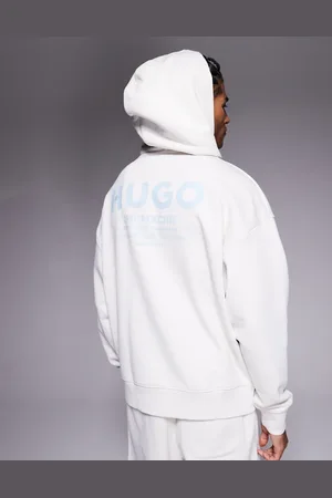 Hugo Blue Loose fit hoodie in stone with blue logo (part of a set)-Neutral