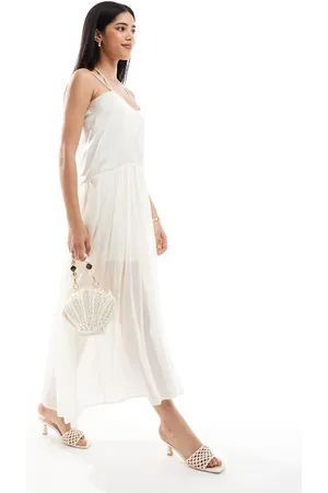 Object Tulle maxi slip dress in off white