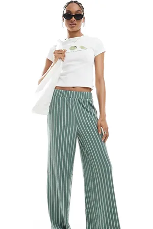 ONLY Wide leg textured pants in stripe