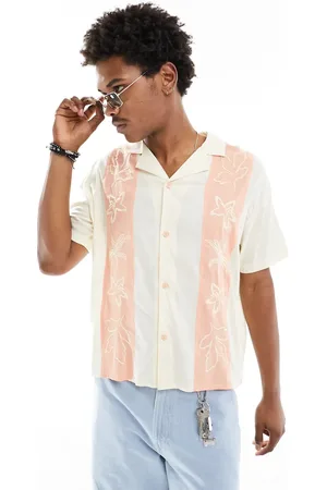 Native Youth Boxy fit shirt with embroidered panels in multi-Pink