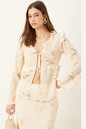 Pretty Lavish Textured chiffon ruffle top in (part of a set)-Multi