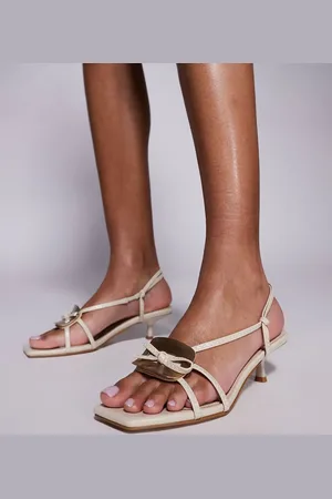 Simmi London Simmi London Heiti Wide Fit square toe strappy kitten heels in -Neutral