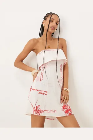 ASOS Fold over bandeau mini dress in -Multi