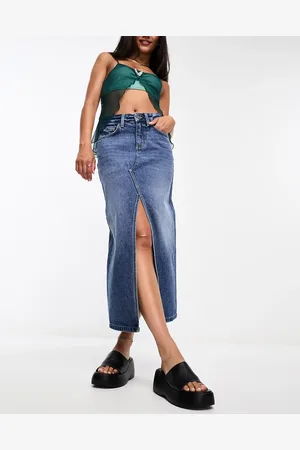 Cotton On Cotton On denim maxi skirt in mid blue