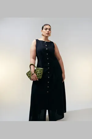 ASOS ASOS DESIGN Curve slash neck button down waistcoat maxi dress in