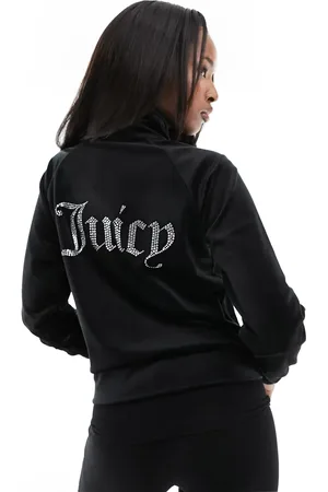 Juicy Couture Velour zip track jacket with diamante back logo in -Blue