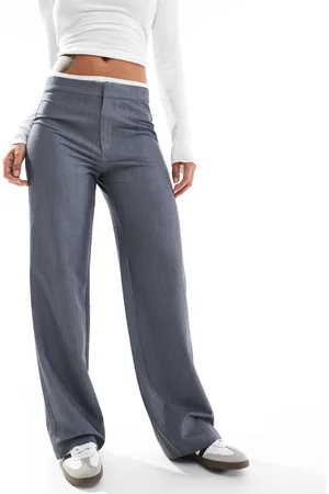 Stradivarius Tailored pants with lace waistband detail in