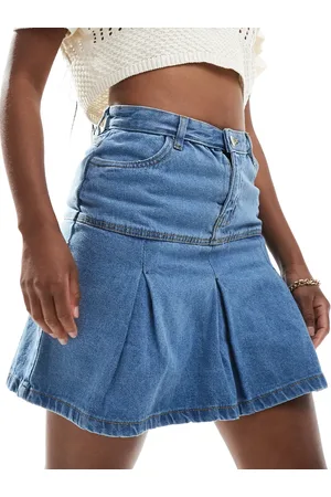 In The Style Pleated denim mini skirt in