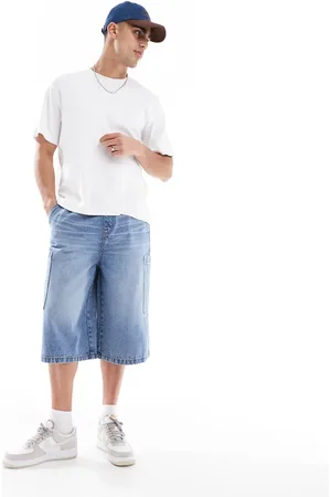ASOS Longer length denim jorts in with cargo pocket details