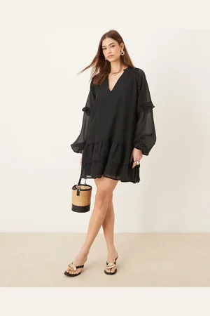Pretty Lavish Long sleeve ruffle mini dress in