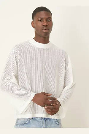 ASOS Oversized dropped shoulder long sleeve t-shirt in white mesh